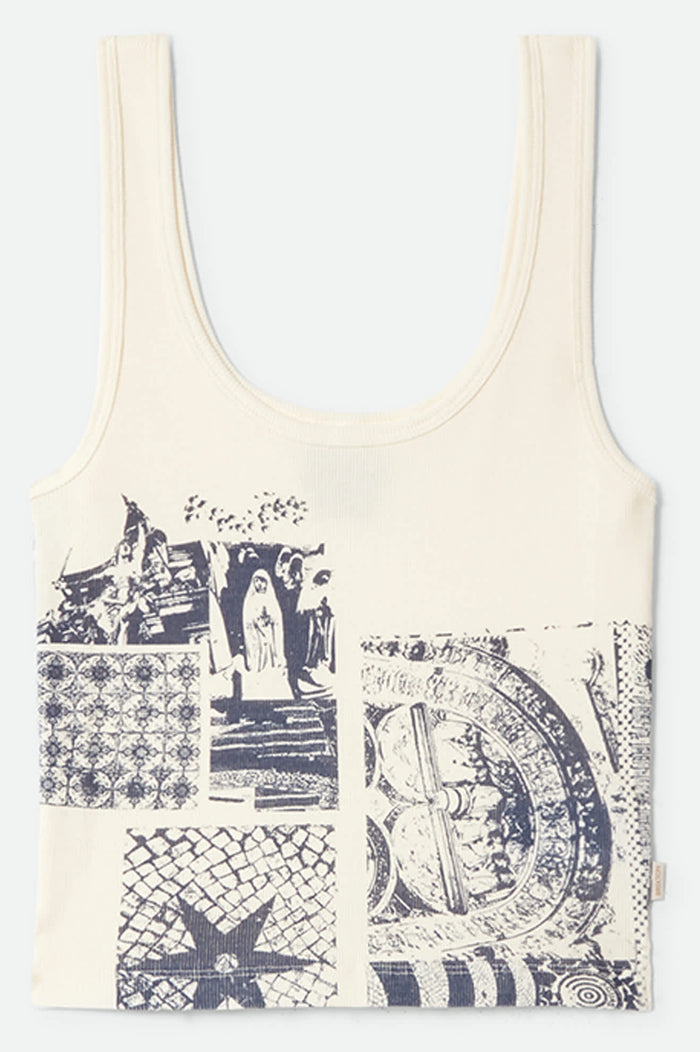 Women's Collage A-Tank in the color Off White - Front Product View