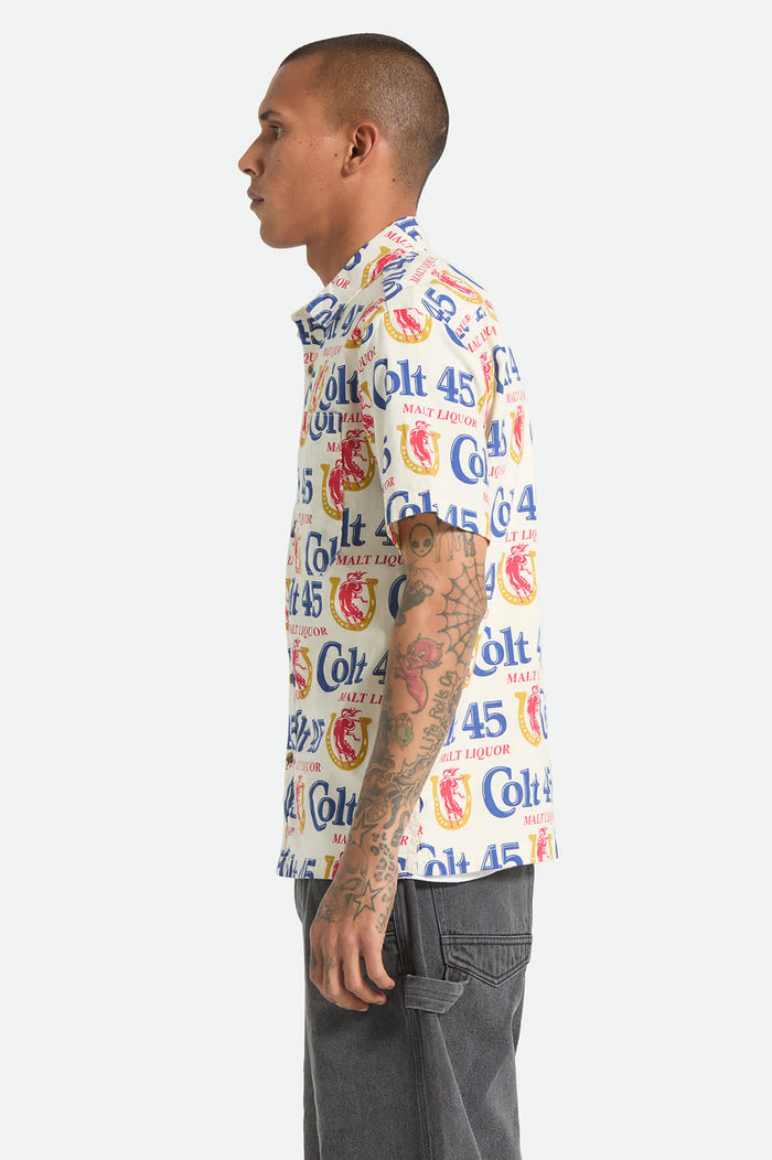Men's Colt 45 X Brixton Short Sleeve Shirt in the color Multi - Men's Side View