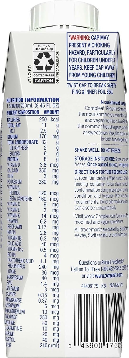 Compleat Pediatric Standard Nutrition Shake, Vanilla, 8.45 oz - 00043900560410-Single - LL Medico