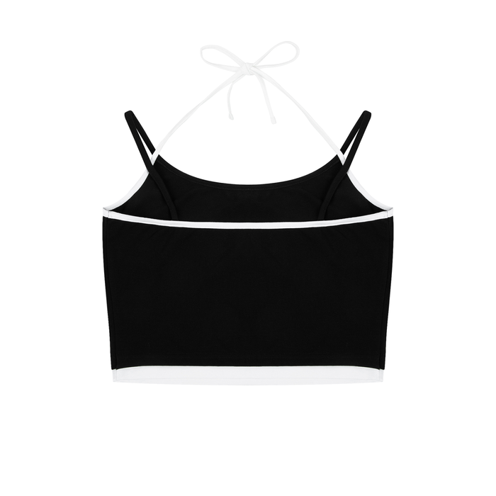 Contrast Binding Halter Tank Top - Memento Mori Clothing