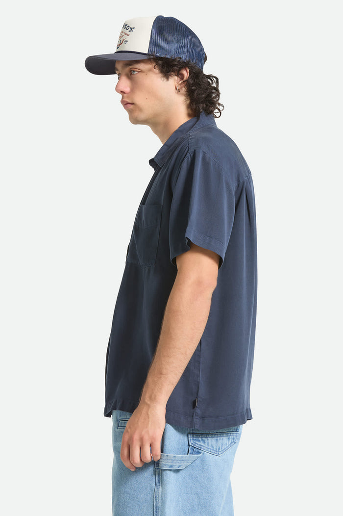 Men's Cooling Comfort Short Sleeve Shirt in the color Midnight Navy - Men's Side View