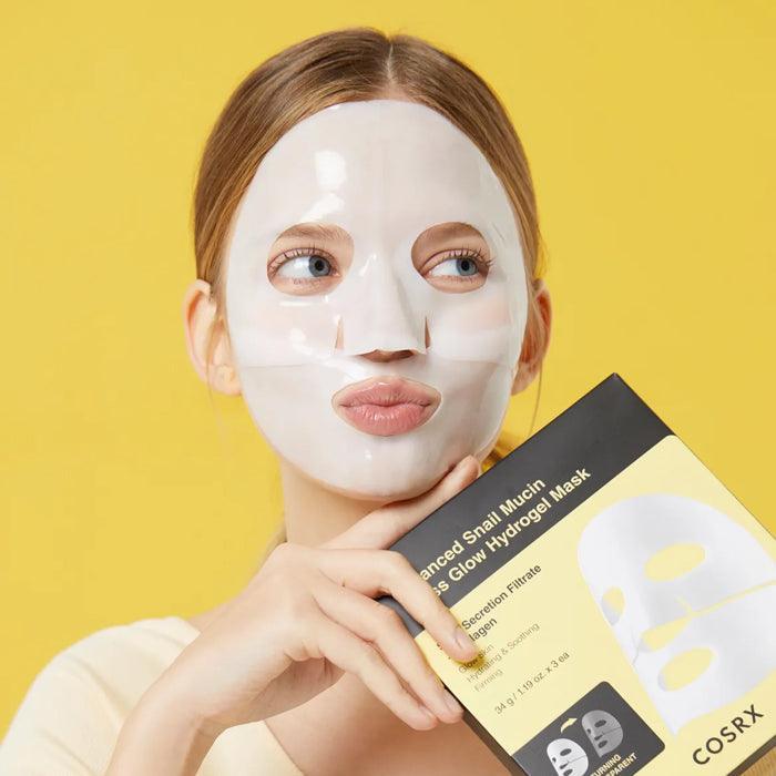 [COSRX] Advanced Snail Mucin Glass Glow Hydrogel Mask 34g*3EA - Ballagrio