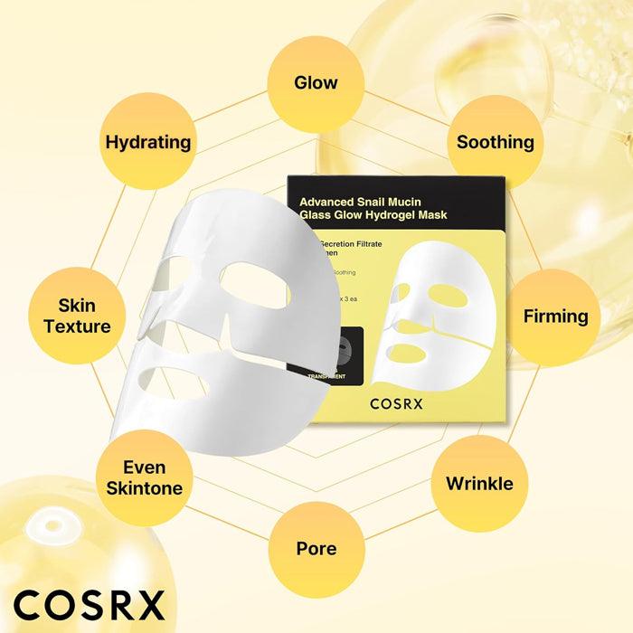 [COSRX] Advanced Snail Mucin Glass Glow Hydrogel Mask 34g*3EA - Ballagrio