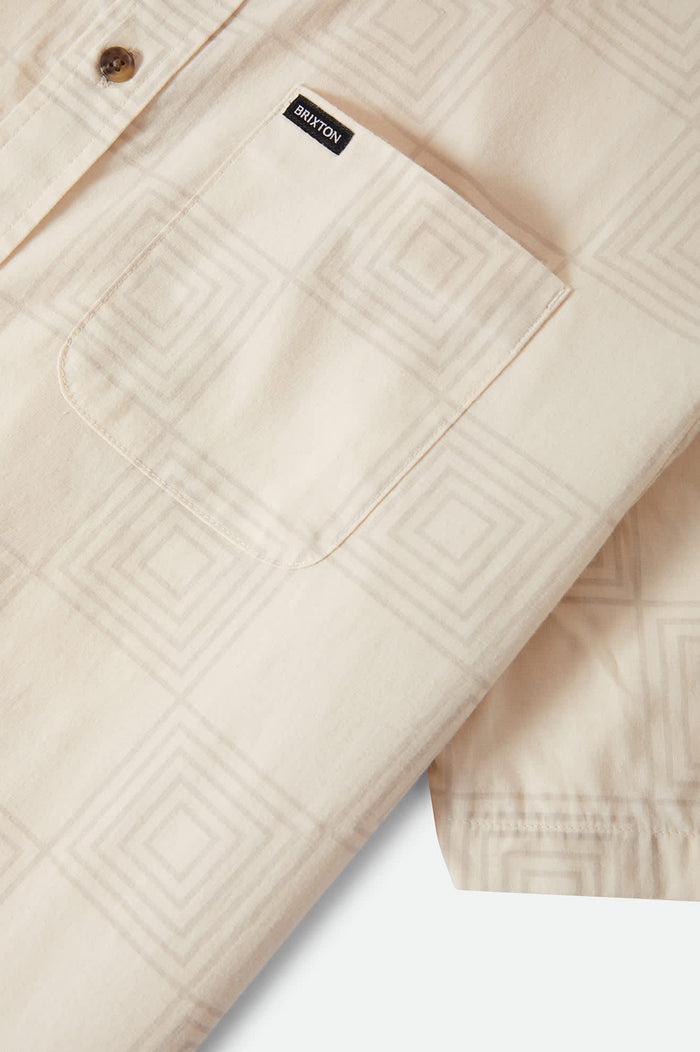 Men's Cru Print Short Sleeve Shirt in the color Whitecap/Geo Checker - Additional Laydown image