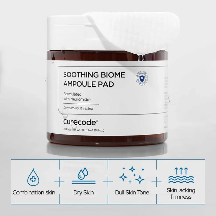 [CURECODE] Soothing Biome Ampoule Pad 185ml 70EA - Ballagrio