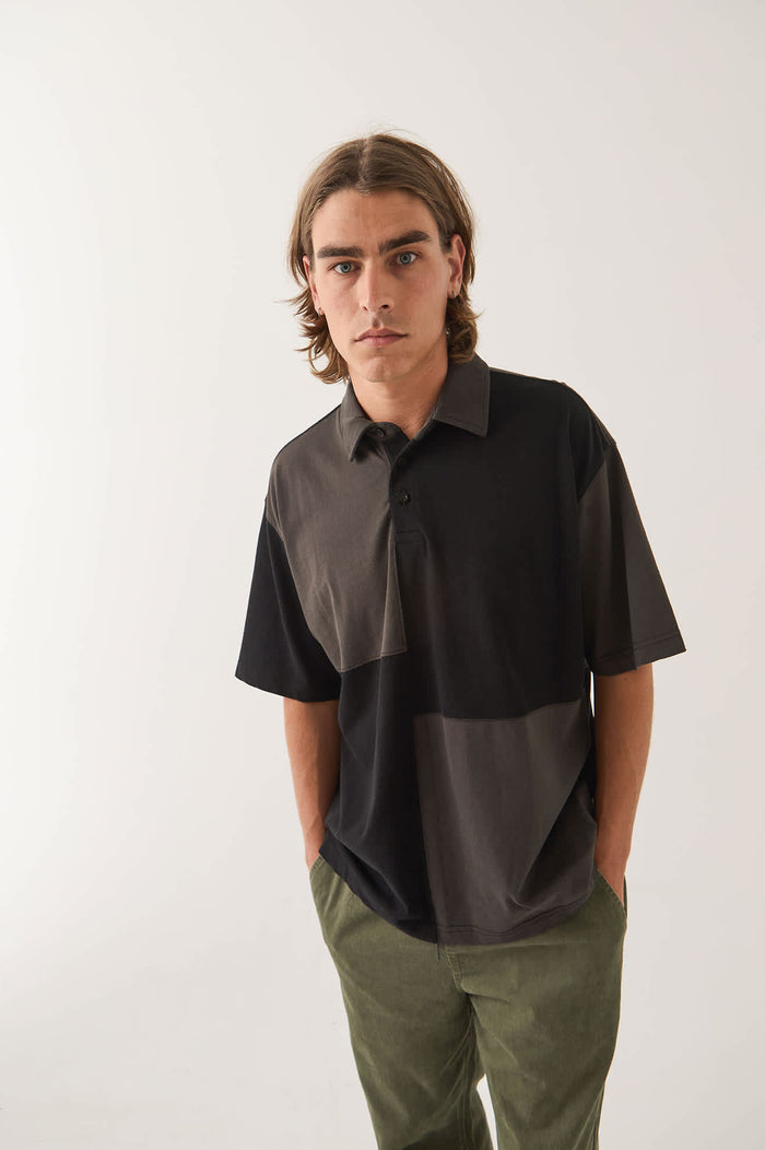 Men's Deco Relaxed Polo T-Shirt in the color Washed Black - Additional Fit image
