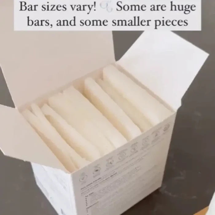 Box of white bars with text indicating varying sizes