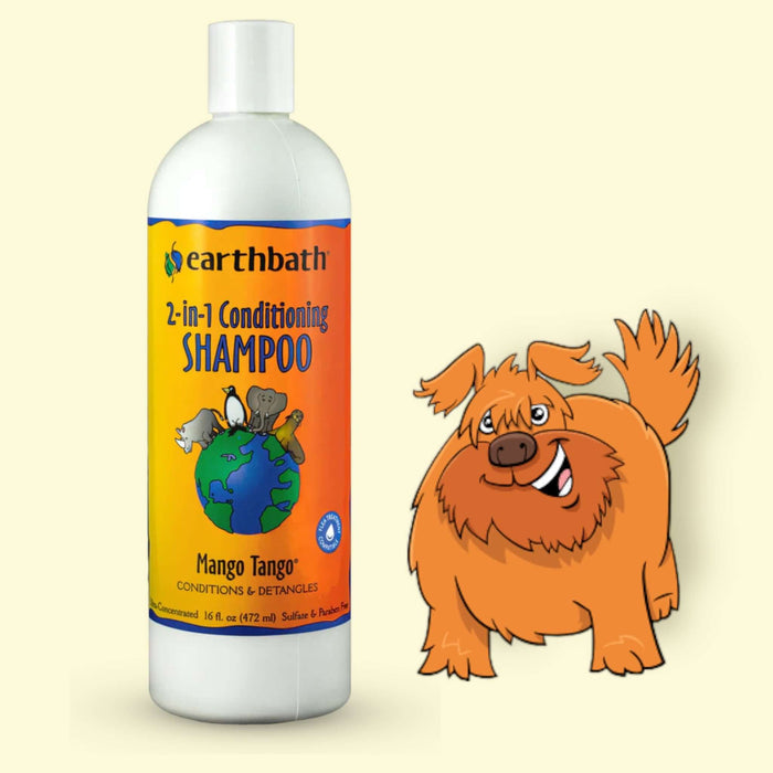 Dog Shampoo Earthbath 2-in-1 Conditioning - Mango Tango 472ml