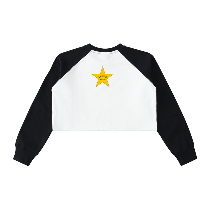 DOLLY Raw-Hem Color-Block Raglan Crop Sweatshirt - Memento Mori Clothing