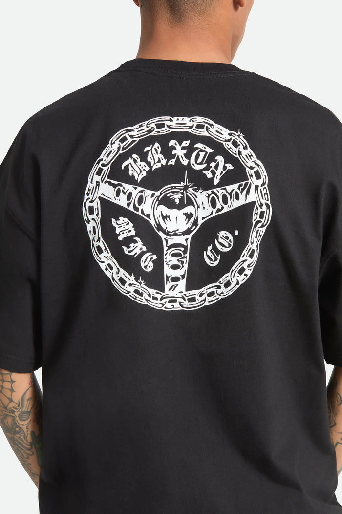 Men's Drive Short Sleeve Oversized T-Shirt in the color Black - Men's Back View