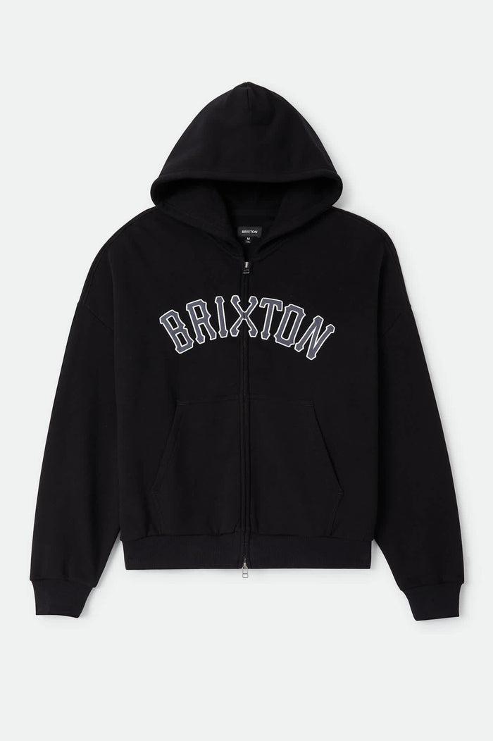 Men's Dugout Zip Hood Fleece in the color Black/Grey - Front Product View
