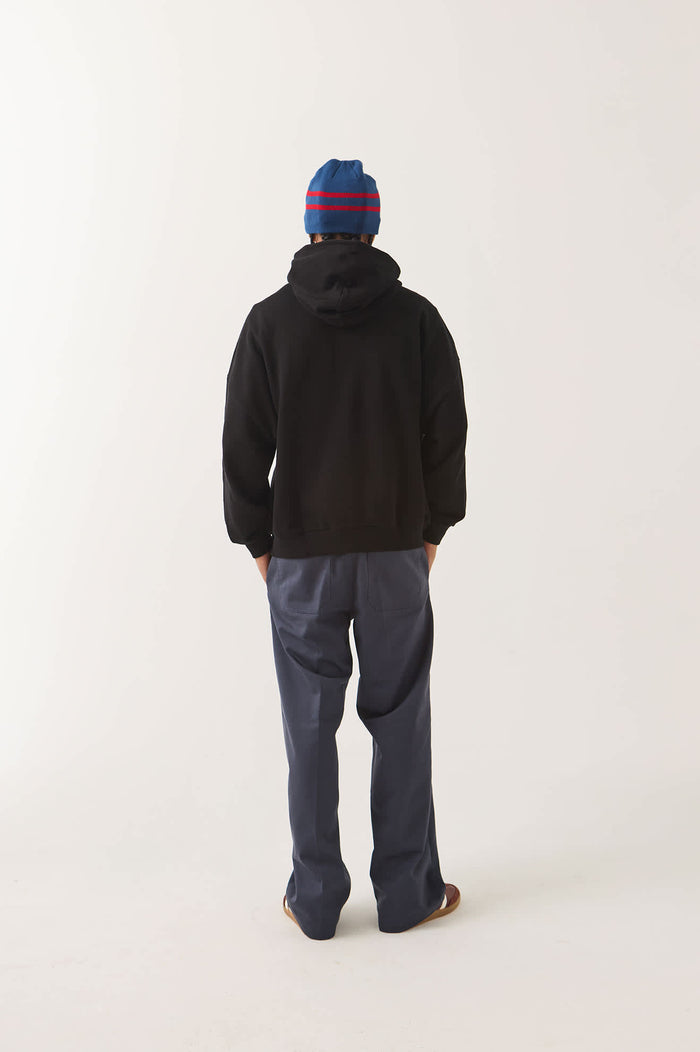 Men's Dugout Zip Hood Fleece in the color Black/Grey - Men's Back View
