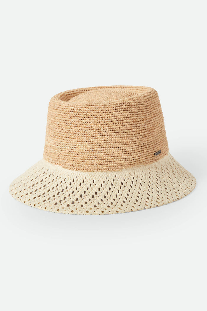 Women's Ellee Festival Straw Bucket Hat in the color Natural/Natural - Front Product View