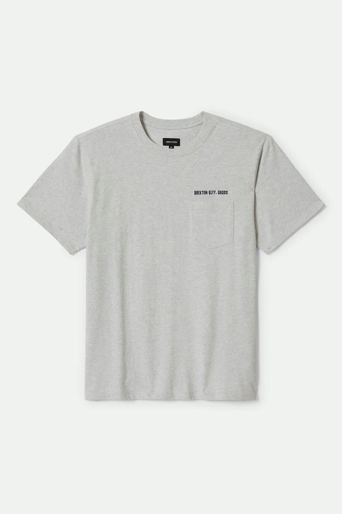 Men's Embroidered Heavyweight S/S Pocket T-Shirt in the color Heather Grey Ash - Front Product View