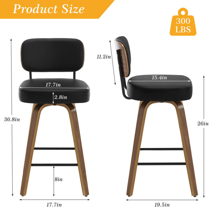 Ensemble de 2 tabourets pivotants de comptoir et de bar (hauteur d'assise de 29 pouces)