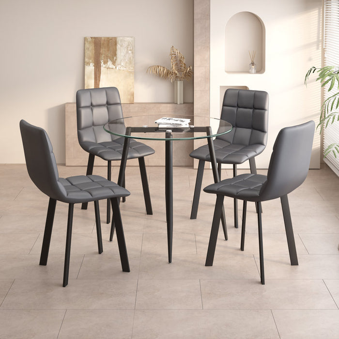 Ensemble de salle à manger rond Zakirah 35,4'' (gris + noir)