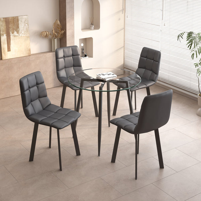 Ensemble de salle à manger rond Zakirah 35,4'' (gris + noir)