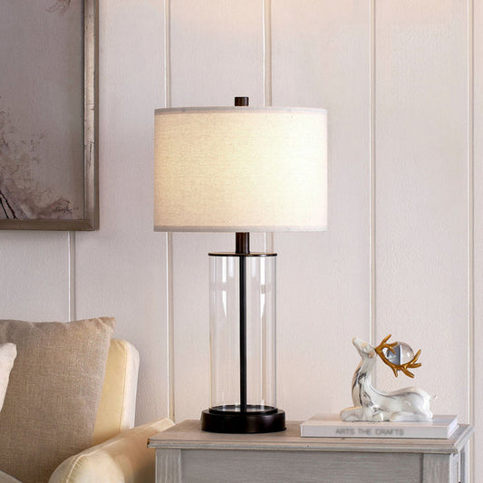 Ensemble lampe de table en verre Quinita 23" avec commande tactile, ampoules LED et ports USB