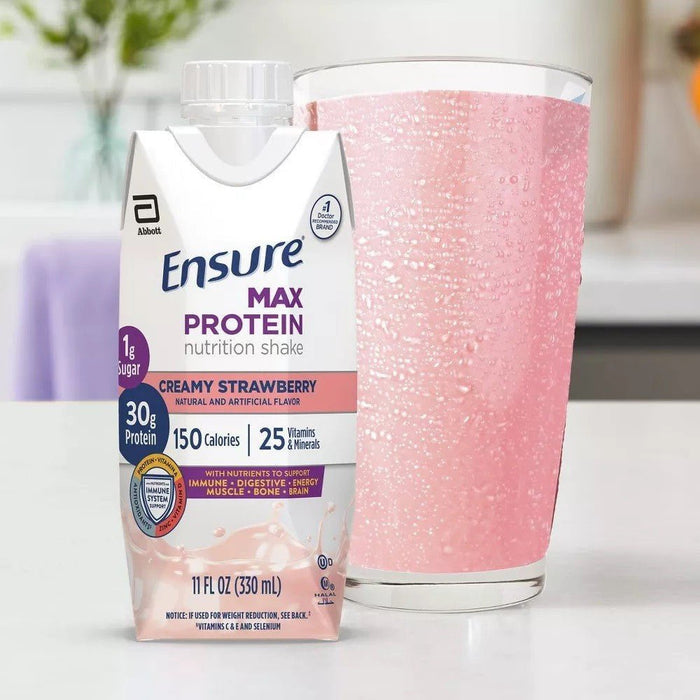 Ensure Max Protein Nutrition Shake, Creamy Strawberry, 11 oz - 68169-Single - LL Medico