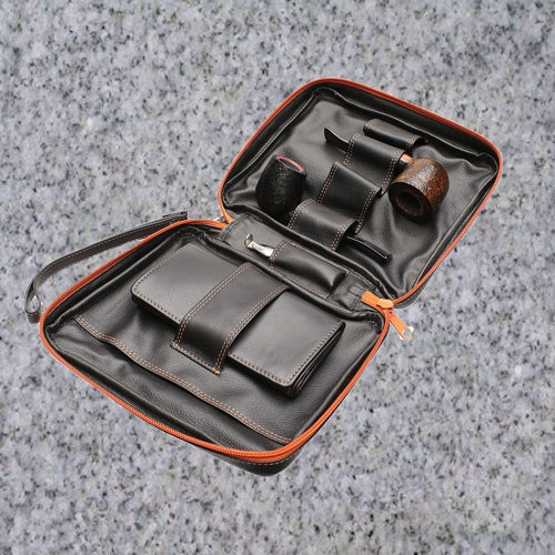 Eric Stokkebye: 4TH GENERATION KENZO LEATHER 4 PIPE COMBO POUCH - BLACK