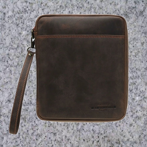 Eric Stokkebye: 4TH GENERATION KENZO LEATHER 4 PIPE COMBO POUCH - HUNTER BROWN