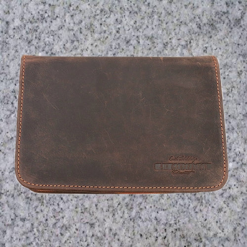 Eric Stokkebye: 4TH GENERATION LEATHER 3 PIPE COMBO POUCH - HUNTER BROWN