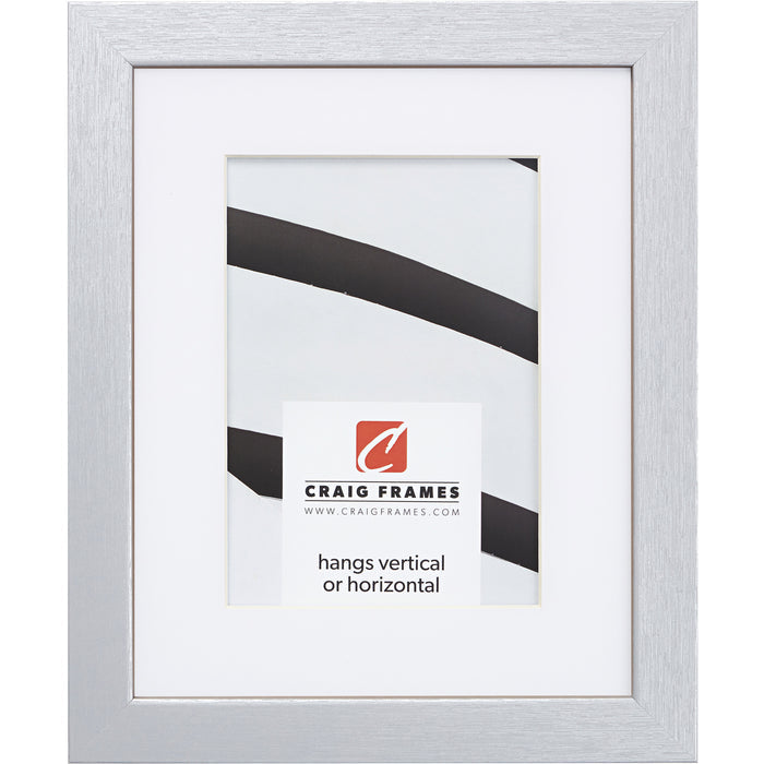 Essentials 1", Modern Brushed Silver Matted Picture Frame