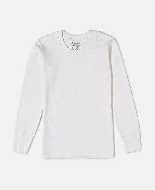 Kid's Super Combed Cotton Rich Full Sleeve Thermal Undershirt with StayWarm Treatment - Off White-1