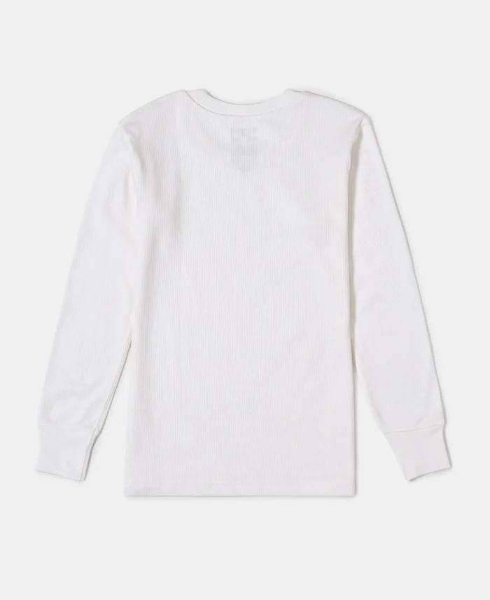 Kid's Super Combed Cotton Rich Full Sleeve Thermal Undershirt with StayWarm Treatment - Off White-2