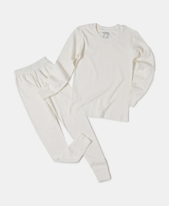Kid's Super Combed Cotton Rich Thermal Long John with StayWarm Treatment - Off White-5