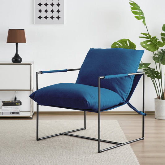 Fauteuil d'appoint capitonné à structure métallique moderne Cliatt pour salon - Grande taille