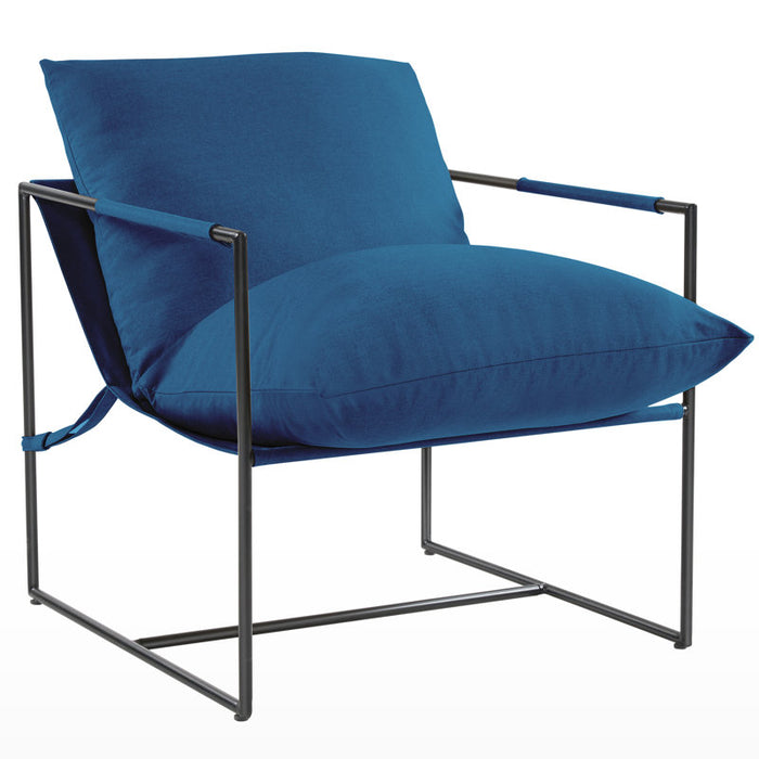 Fauteuil d'appoint capitonné à structure métallique moderne Cliatt pour salon - Grande taille