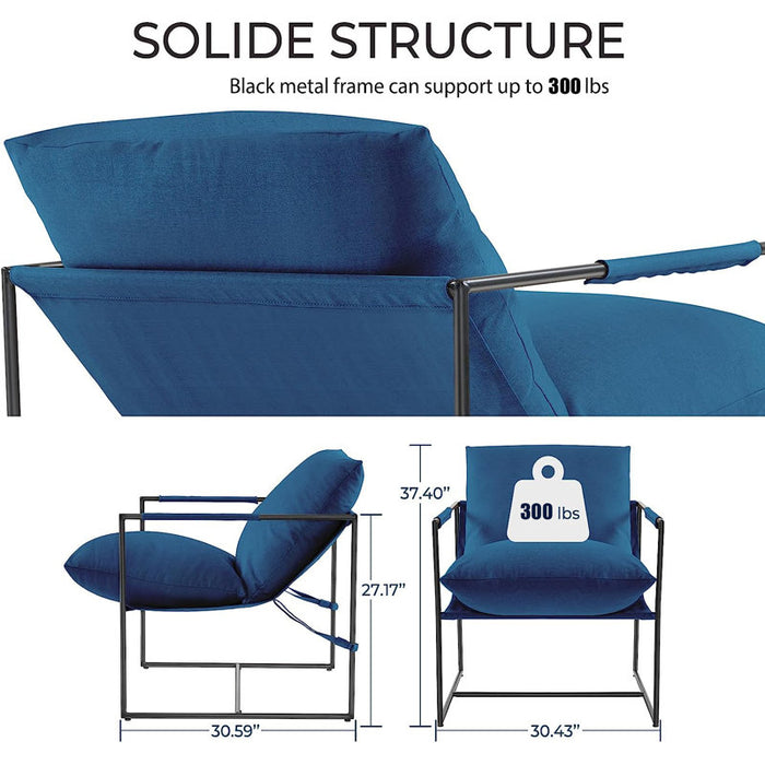 Fauteuil d'appoint capitonné à structure métallique moderne Cliatt pour salon - Grande taille