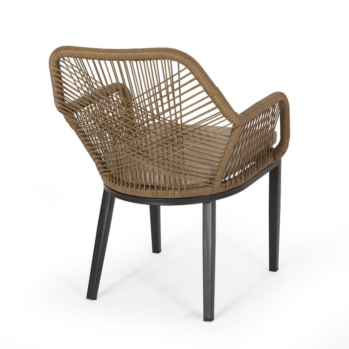 Fauteuil de salle à manger d'extérieur Faygrove avec coussin, couleur marron clair
