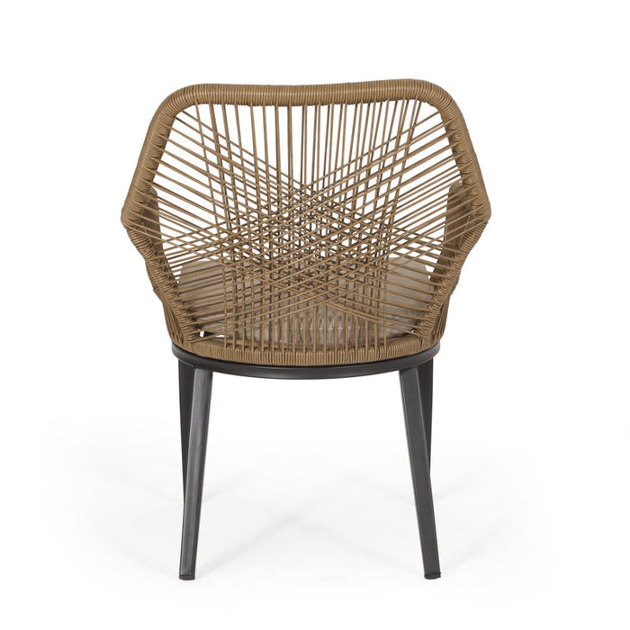 Fauteuil de salle à manger d'extérieur Faygrove avec coussin, couleur marron clair