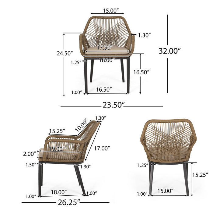 Fauteuil de salle à manger d'extérieur Faygrove avec coussin, couleur marron clair