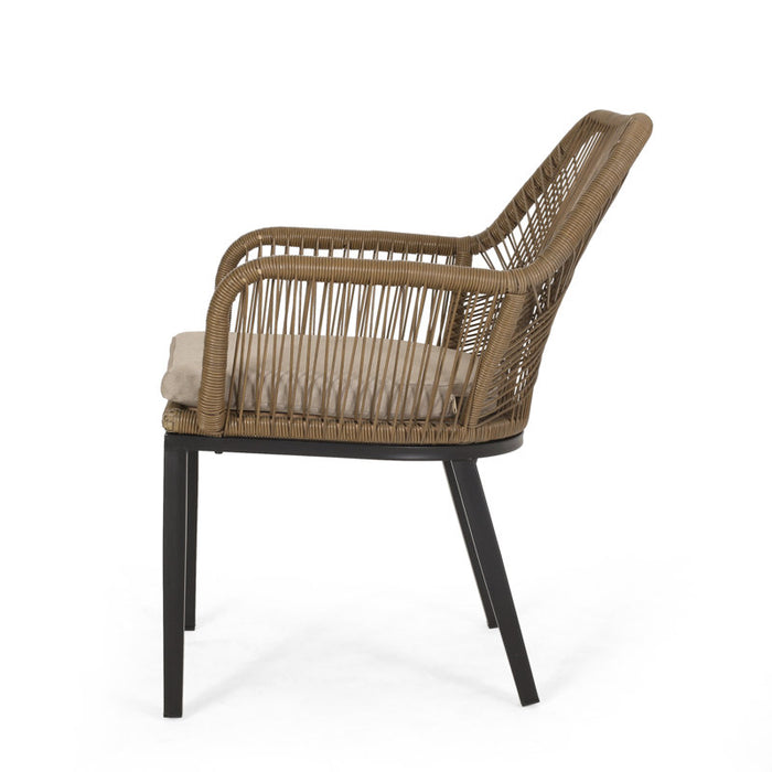 Fauteuil de salle à manger d'extérieur Faygrove avec coussin, couleur marron clair
