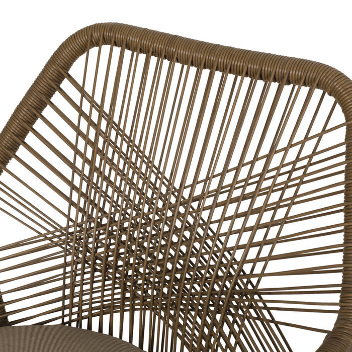 Fauteuil de salle à manger d'extérieur Faygrove avec coussin, couleur marron clair