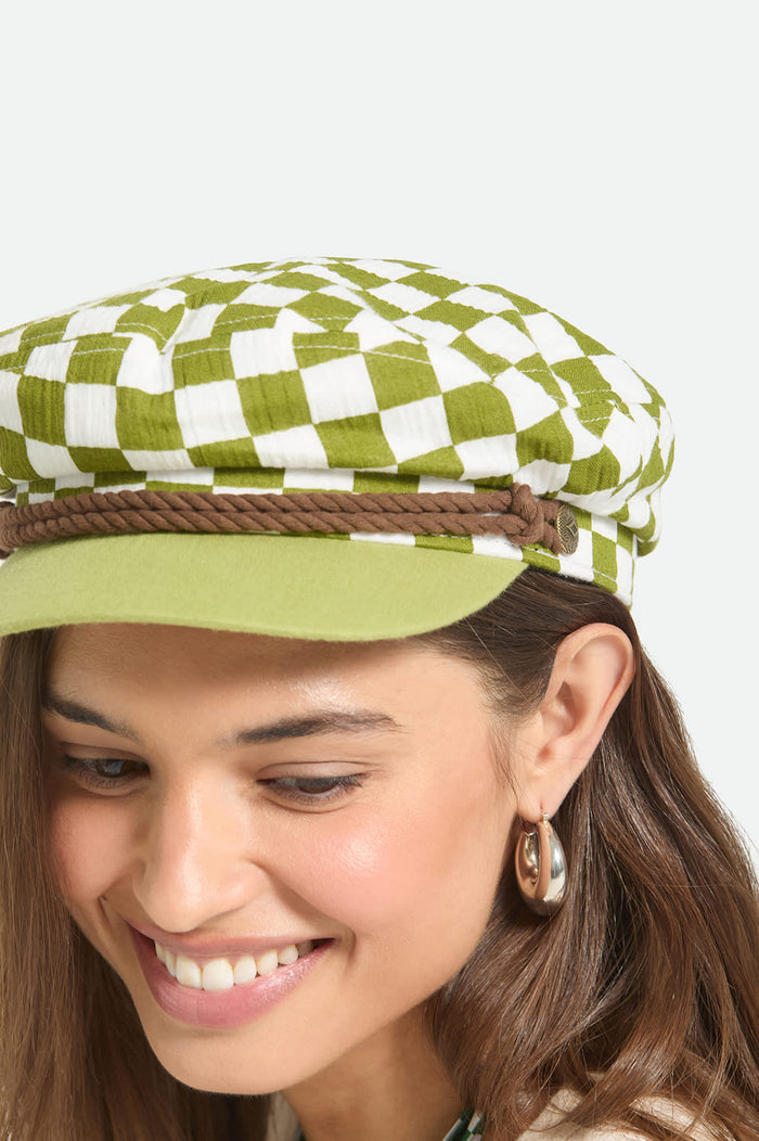 Women's Fiddler Fisherman Cap in the color Sublime Green Checker Board - Additional Fit image