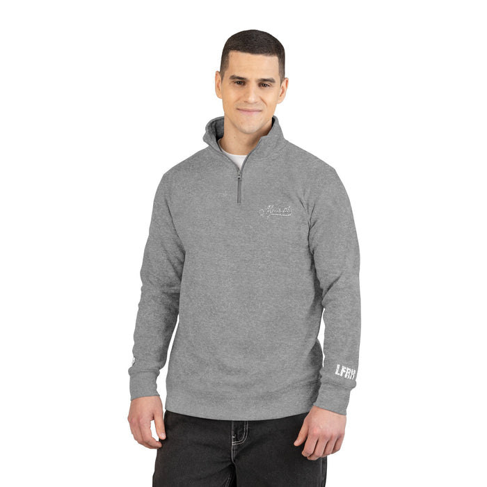 Fleece Pullover Embroidered with Memento Mori LFRH Live Fearless, Remember Humbly - Memento Mori Clothing