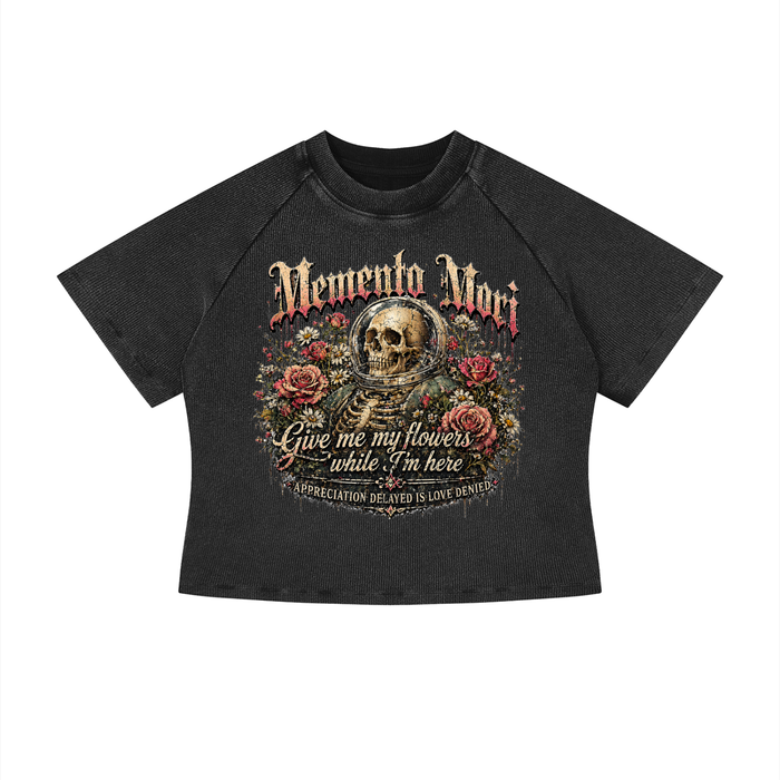 Women's Mineral Wash Crop T-Shirt - Memento Mori Clothing