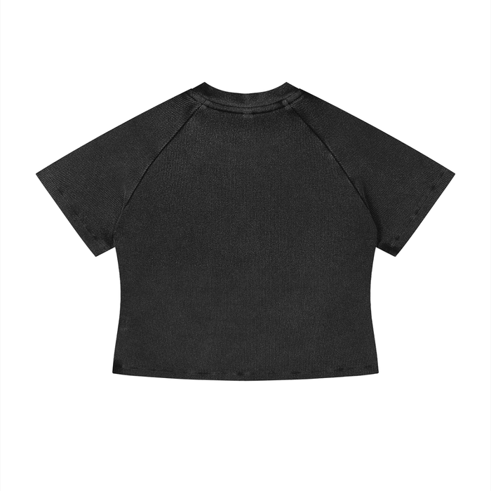 Women's Mineral Wash Crop T-Shirt - Memento Mori Clothing