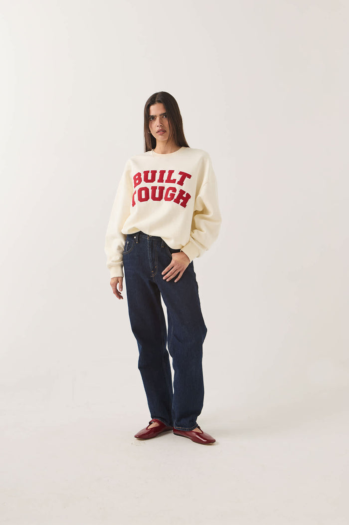 Women's Ford Built Tough Crew Fleece in the color Wimbledon White - Women's Front View