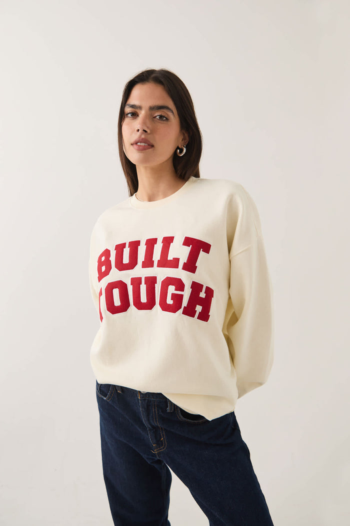 Women's Ford Built Tough Crew Fleece in the color Wimbledon White - Additional Fit image