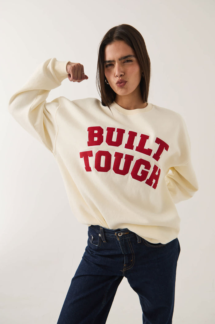 Women's Ford Built Tough Crew Fleece in the color Wimbledon White - Additional Fit image