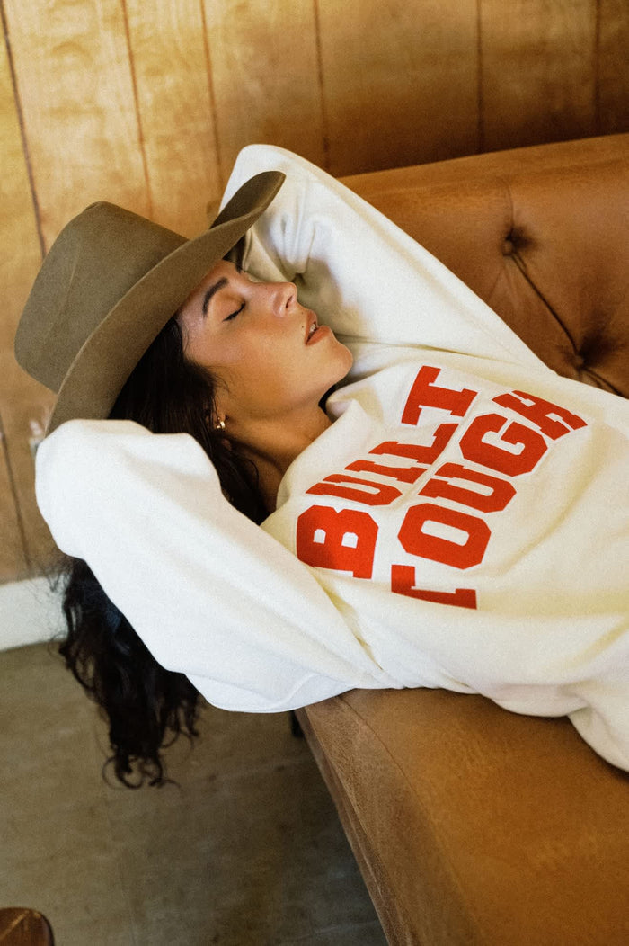 Women's Ford Built Tough Crew Fleece in the color Wimbledon White - Women's Lifestyle image