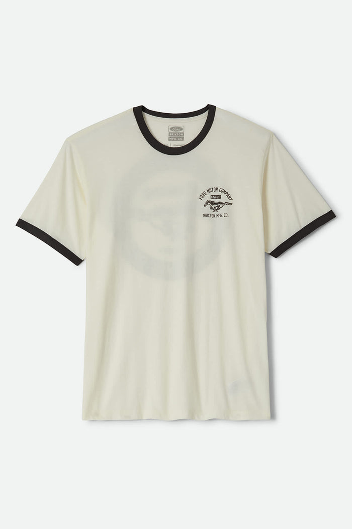 Men's Ford Mustang Ringer T-Shirt in the color Wimbledone White/Burnt Rubber - Front Product View