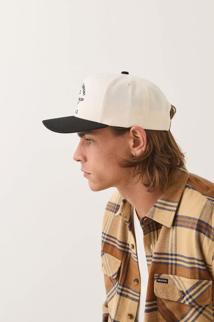 Unisex Ford Mustang Snapback in the color Wimbledone White/Burnt Rubber - Men's Side View