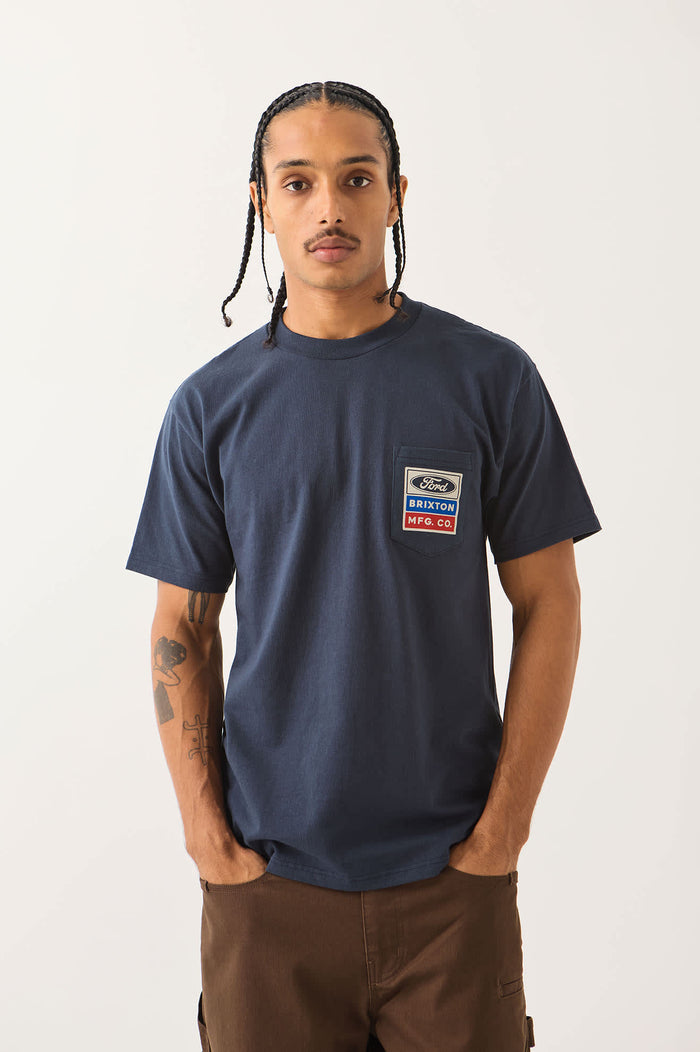 Men's Ford Service Dept Pocket T-Shirt in the color American Navy - Men's Front View