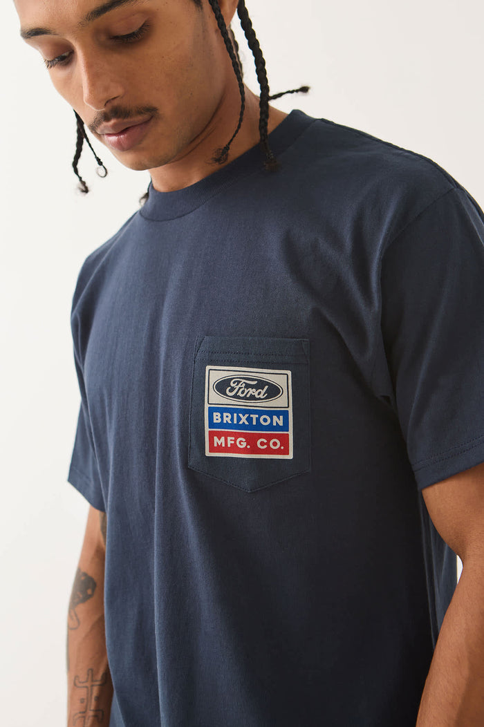 Men's Ford Service Dept Pocket T-Shirt in the color American Navy - Men's Side View